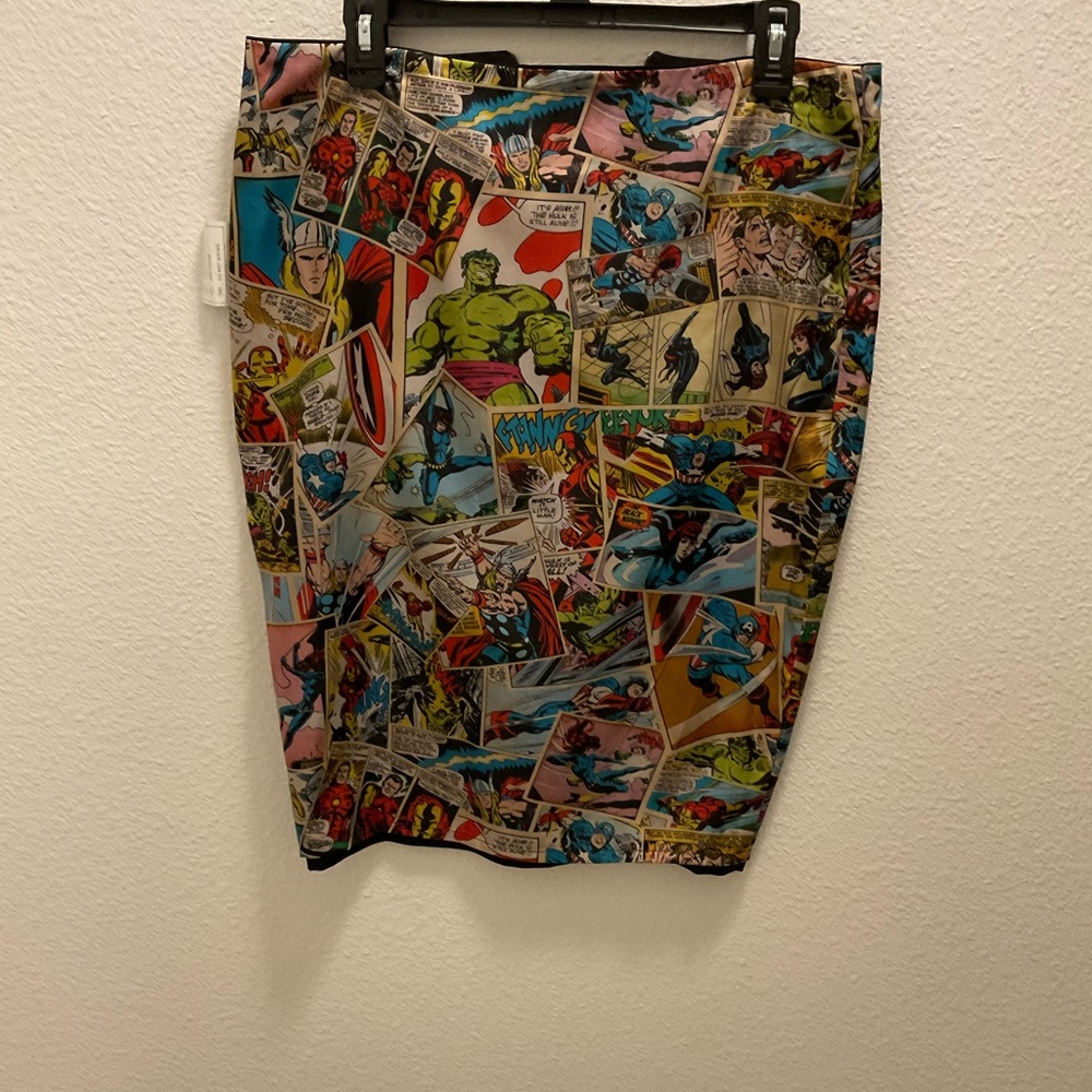 Marvel comic lined pencil skirt.